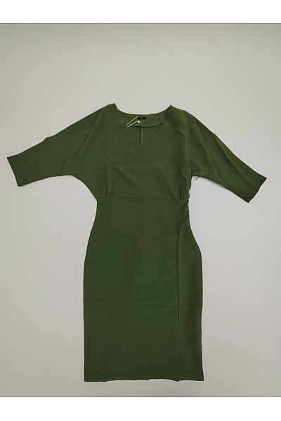 MOE Khaki pouzdrové šaty s kimono rukávem elegantní minimalistické Vel. S | MOE | obrázek 2