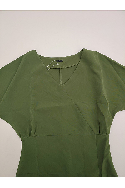 MOE Khaki pouzdrové šaty s kimono rukávem elegantní minimalistické Vel. S | MOE | obrázek 5