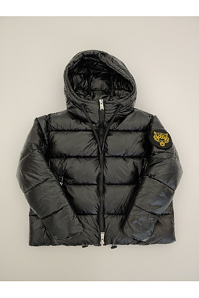 PLEIN SPORT Černá lesklá prošívaná puffer bunda s kapucí Velikost IT 42 | PLEIN SPORT | obrázek 2
