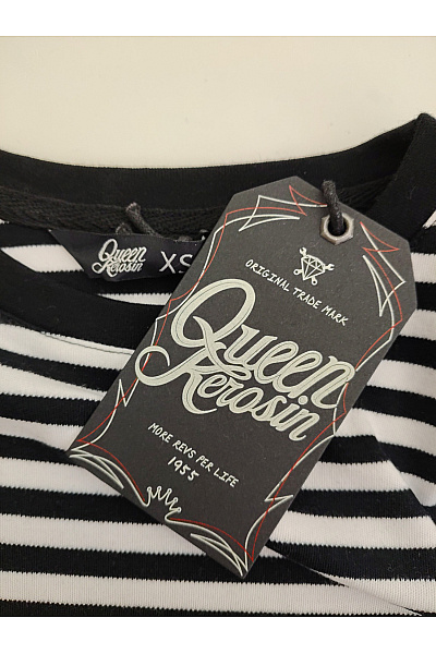 QUEEN KEROSIN Dámské pruhované tričko s dlouhým rukávem a potiskem retro Vel. XS | QUEEN KEROSIN | obrázek 6