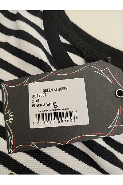 QUEEN KEROSIN Dámské pruhované tričko s dlouhým rukávem a potiskem retro Vel. XS | QUEEN KEROSIN | obrázek 7