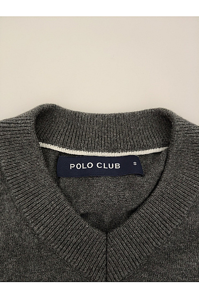 POLO CLUB Šedý pánský pletený pulovr s výstřihem do V basic Vel. S | POLO CLUB | obrázek 3