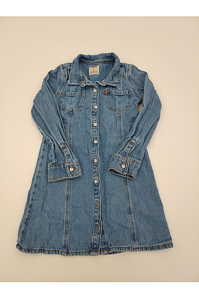 LEVIS Dívčí Modré Džínové šaty S Dlouhým Rukávem Velikost 8A