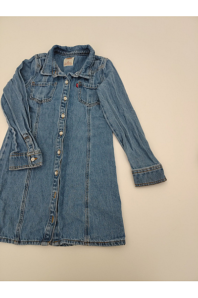 LEVIS Dívčí modré džínové šaty s dlouhým rukávem Velikost 8A | LEVIS | obrázek 3