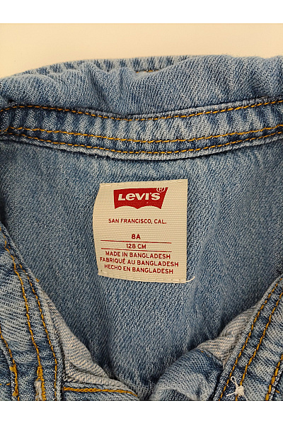 LEVIS Dívčí modré džínové šaty s dlouhým rukávem Velikost 8A | LEVIS | obrázek 4