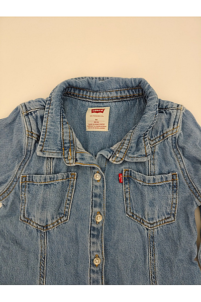 LEVIS Dívčí modré džínové šaty s dlouhým rukávem Velikost 8A | LEVIS | obrázek 5