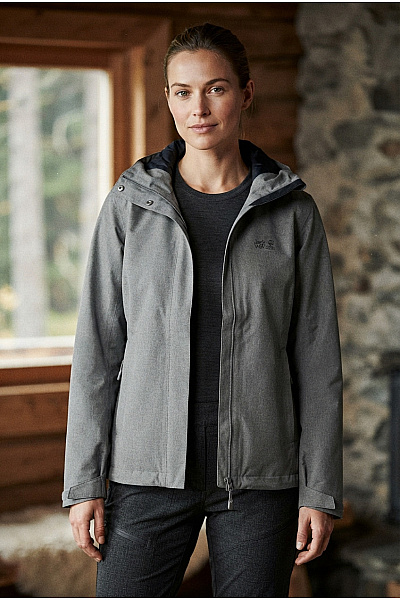 Jack Wolfskin Šedá Funkční Outdoorová Bunda S Kapucí Vel. S