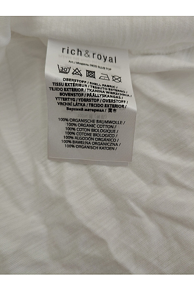 RICH&ROYAL Bílé bavlněné dámské tílko basic s kulatým výstřihem Velikost EU S | RICH&ROYAL | obrázek 5