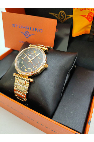 Stuhrling Zlaté luxusní dámské hodinky smart casual | stuhrling | obrázek 3