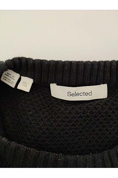 SELECTED Černý bavlněný pletený pulovr oversized Vel. XXL | SELECTED | obrázek 4