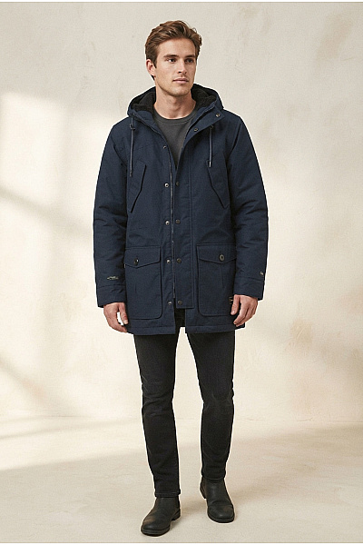 O'NEILL Modrá Pánská Parka S Kapucí Zateplená Zimní Outdoorová Bunda Velikost S
