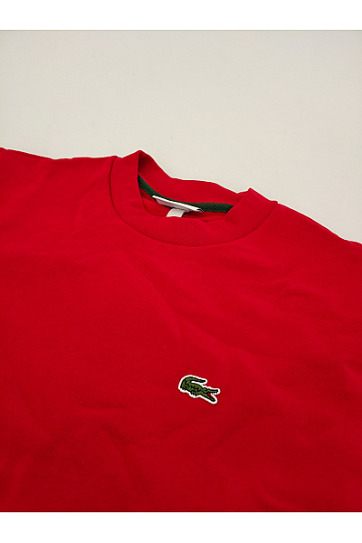 LACOSTE Pánská červená bavlněná mikina crewneck bez potisku Velikost US M | LACOSTE | obrázek 4