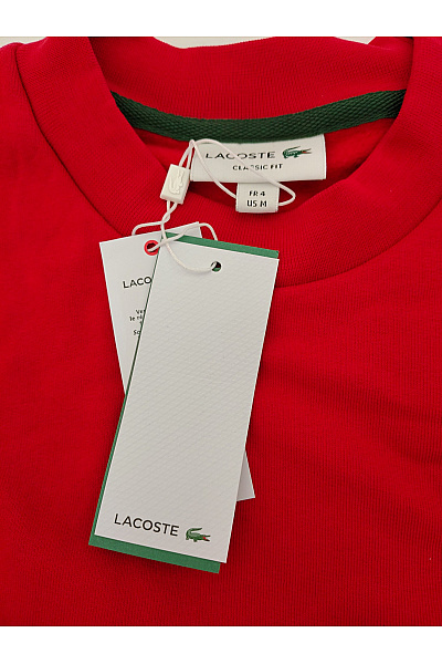 LACOSTE Pánská červená bavlněná mikina crewneck bez potisku Velikost US M | LACOSTE | obrázek 7