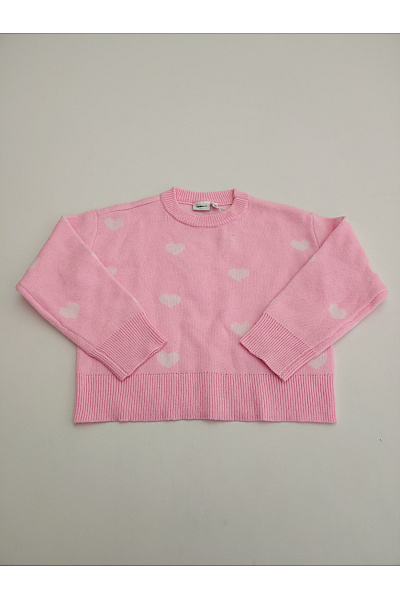 Name It Dívčí růžový svetr se srdíčky oversized Vel. EU 116 | Name It | obrázek 2