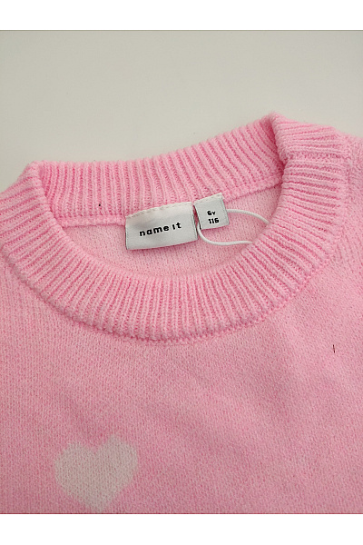 Name It Dívčí růžový svetr se srdíčky oversized Vel. EU 116 | Name It | obrázek 4