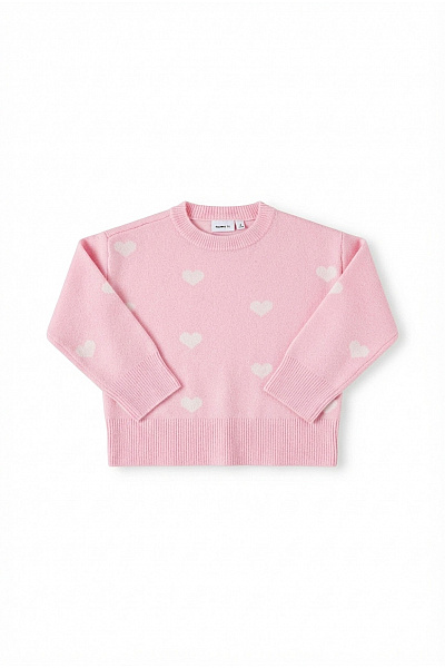 Name It Dívčí Růžový Svetr Se Srdíčky Oversized Vel. EU 116
