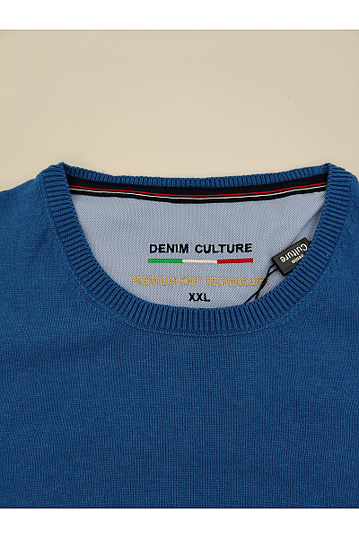 Denim culture Pánský modrý pletený pulovr basic Velikost XXL | denim culture | obrázek 5