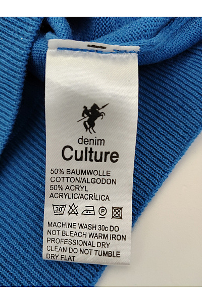 Denim culture Pánský modrý pletený pulovr basic Velikost XXL | denim culture | obrázek 8