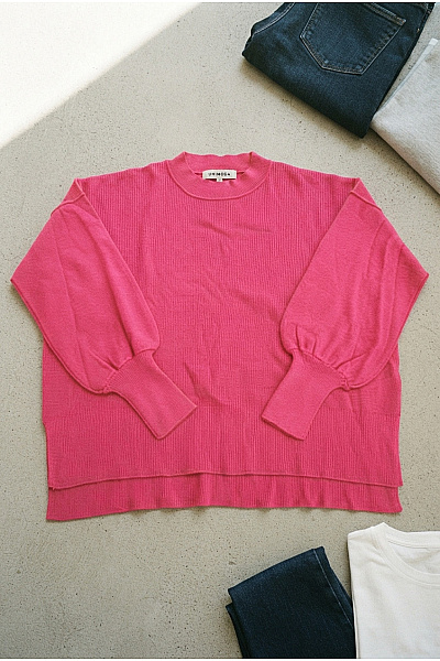 Růžový Dámský Oversized Pulovr S Balonovými Rukávy Vel. XXL