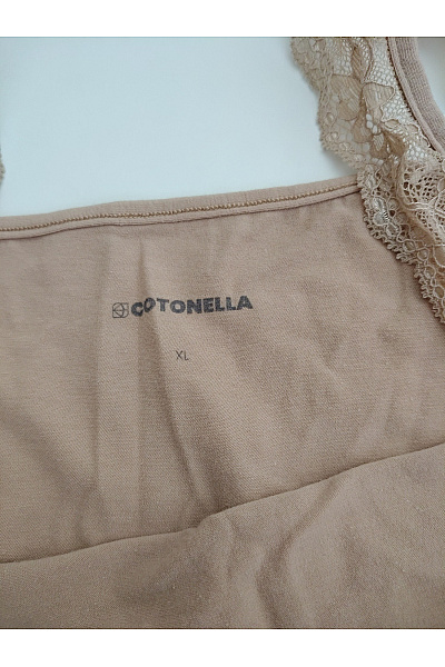 Cotonella Bavlněné béžové dámské tílko s krajkou basic Velikost XL | Cotonella | obrázek 4