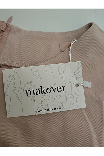 Makover Béžové jednoduché midi šaty s dlouhým rukávem Velikost L | makover | obrázek 4
