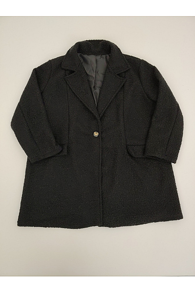 Černý teddy kabát podzimní elegantní Velikost XXL | Unimoda | obrázek 2