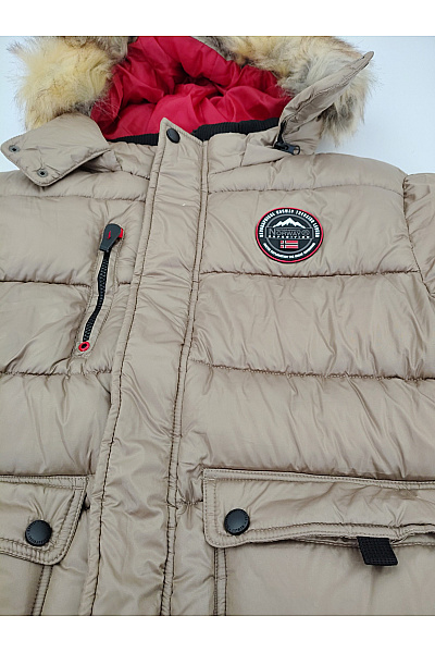 Geographical Norway Béžová prošívaná zimní bunda s kapucí a kožíškem Velikost EU 4/XL | Geographical Norway | obrázek 6