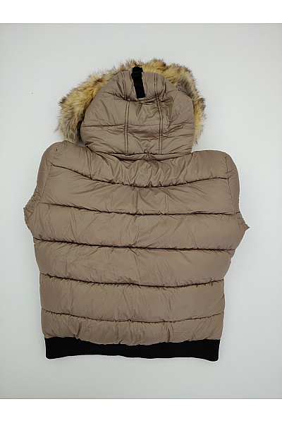 Geographical Norway Béžová prošívaná zimní bunda s kapucí a kožíškem Velikost EU 4/XL | Geographical Norway | obrázek 10