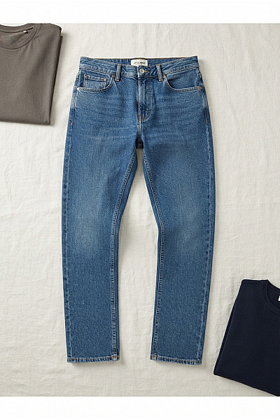 JACK & JONES Pánské Modré Bavlněné Džíny Rovné Klasické Vel. W30 L32