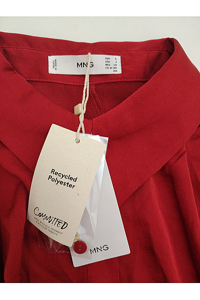 MANGO Červená košilová halenka s dlouhým rukávem Vel. EU S | MANGO | obrázek 6