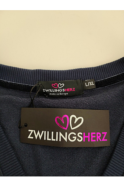 Zwillingsherz Černé bavlněné tričko s nápisem a prodlouženým zadním dílem Vel. L/XL | Zwillingsherz | obrázek 7