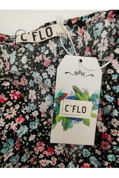 C'FLO Černé květované zavinovací maxi šaty s páskem Velikost L/XL | C'FLO | obrázek 5
