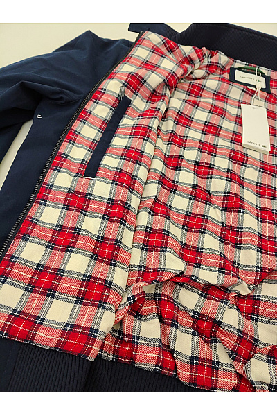 LACOSTE Pánská modrá bomber bunda se zipem krátká přechodová Velikost FR 50 | LACOSTE | obrázek 6