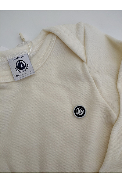 Petit-Bateau Béžové vlněné kojenecké body s dlouhým rukávem Velikost EU 12m/74cm | Petit-Bateau | obrázek 3