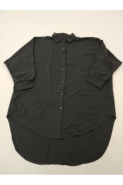 ITALY Dámská černá košile oversized dlouhá asymetrická ležérní Vel. XXL | ITALY | obrázek 2