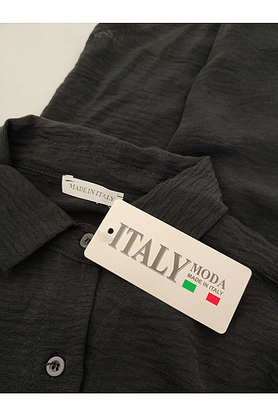 ITALY Dámská černá košile oversized dlouhá asymetrická ležérní Vel. XXL | ITALY | obrázek 7