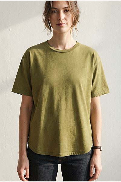 Erima Dámské Khaki Tričko S Krátkým Rukávem Oversize Prodlouženým Zadním Dílem Vel. XL