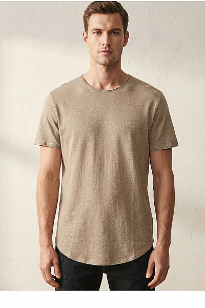 JACK & JONES Bavlněné Khaki Tričko S Krátkým Rukávem A Kulatým Výstřihem