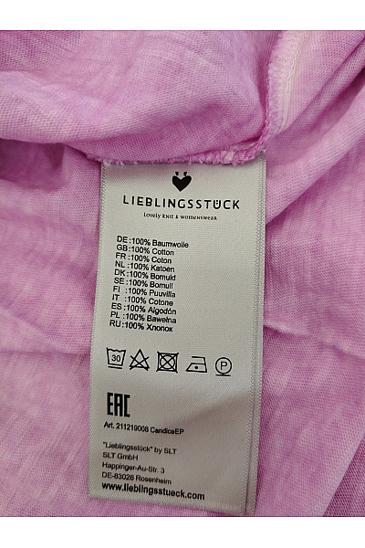 LIEBLINGSSTÜCK Dámské bavlněné růžové tričko s krátkým rukávem a výšivkou | LIEBLINGSSTÜCK | obrázek 7