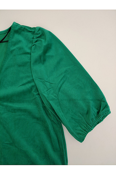 VERO MODA Zelená halenka s výstřihem do V a nabíranými rukávy Velikost EU XS | VERO MODA | obrázek 3