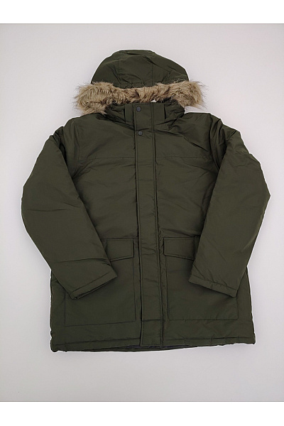JACK & JONES Pánská khaki parka s kapucí a kožíškem zimní Vel. XL | JACK & JONES | obrázek 2