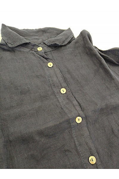Černé košilové šaty s dlouhým rukávem a kapsami Vel. XL | Unimoda | obrázek 4