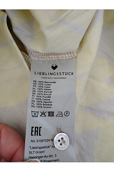 LIEBLINGSSTÜCK Žluté bavlněné šaty s dlouhým rukávem a listovým vzorem | LIEBLINGSSTÜCK | obrázek 8