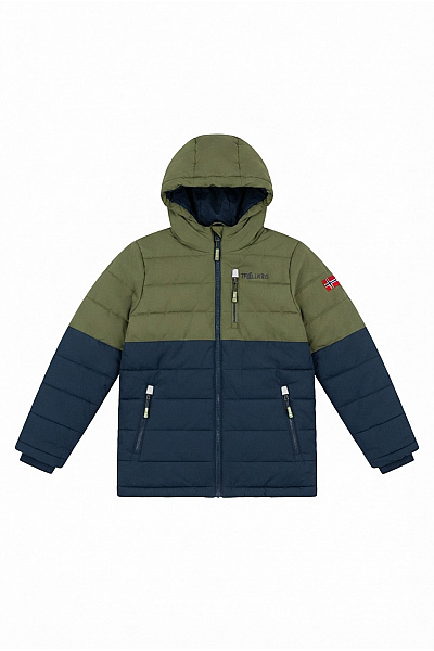 TROLLKIDS Chlapecká Outdoorová Prošívaná Bunda Khaki Modrá Vel. EU 152