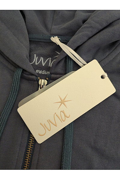 JUVIA Dámská modrá mikina s kapucí na zip a krátkým rukávem Velikost XXL | JUVIA | obrázek 4