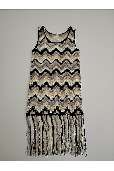 DESIGUAL Barevné pletené boho šaty s třásněmi Vel. XL | DESIGUAL | obrázek 2