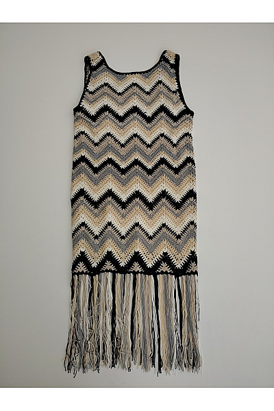 DESIGUAL Barevné pletené boho šaty s třásněmi Vel. XL | DESIGUAL | obrázek 7