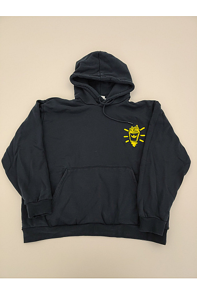 ADIDAS Černá bavlněná oversized mikina s kapucí a potiskem Vel. US XL | ADIDAS | obrázek 2