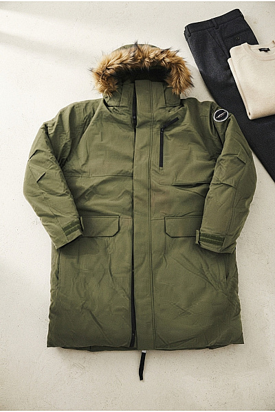 ICEPEAK Pánská Khaki Parka S Kapucí A Kožíškem Zimní Velikost EU 56