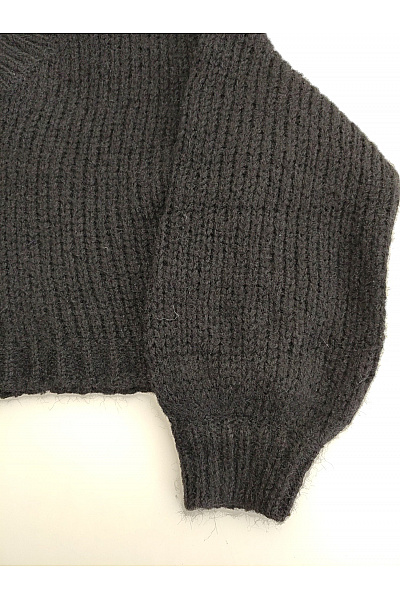 VERO MODA Černý crop pulovr s výstřihem do V a balonovými rukávy Vel. S | VERO MODA | obrázek 3